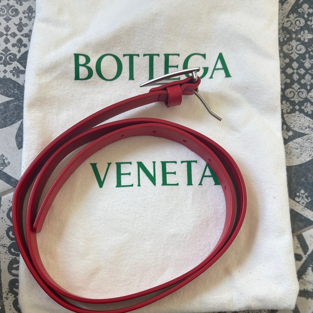 Bottega Veneta Vibrant Red Leather Belt